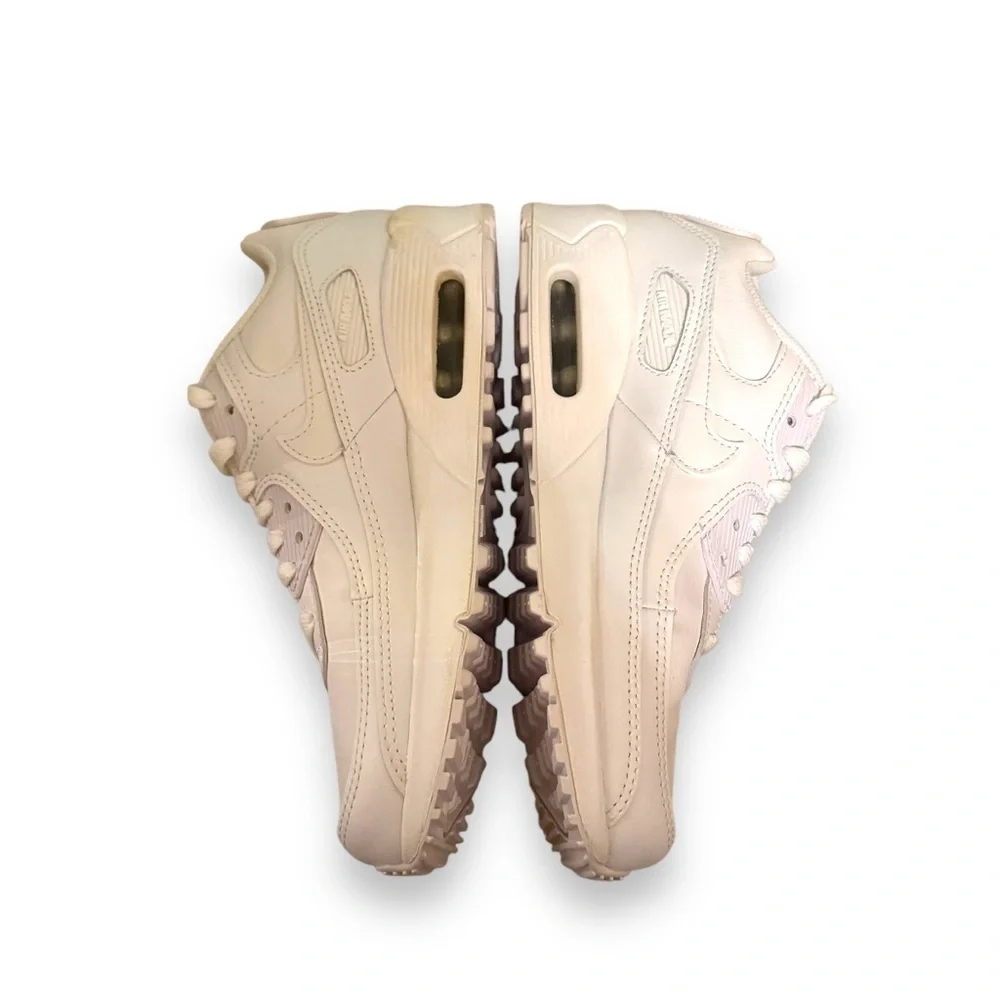 Nike Air Max 90 LTR (GS) Youth All White Lace Up Low Top Sneakers Sz 5 Youth NEW